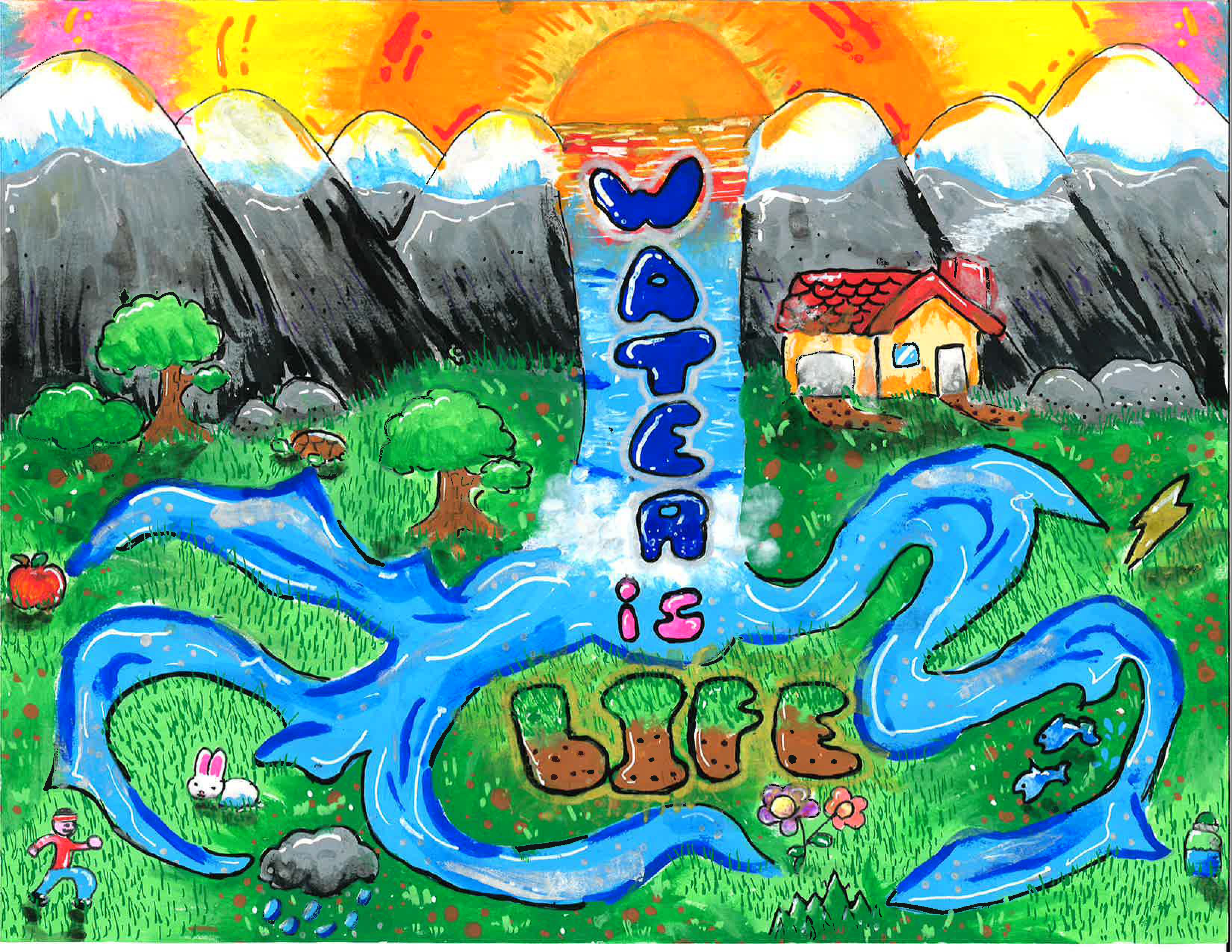 Buy Save water Handmade Painting by RAKHI SARVAHI. Code:ART_206_71002 -  Paintings for Sale online in India.